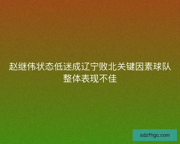 赵继伟状态低迷成辽宁败北关键因素球队整体表现不佳